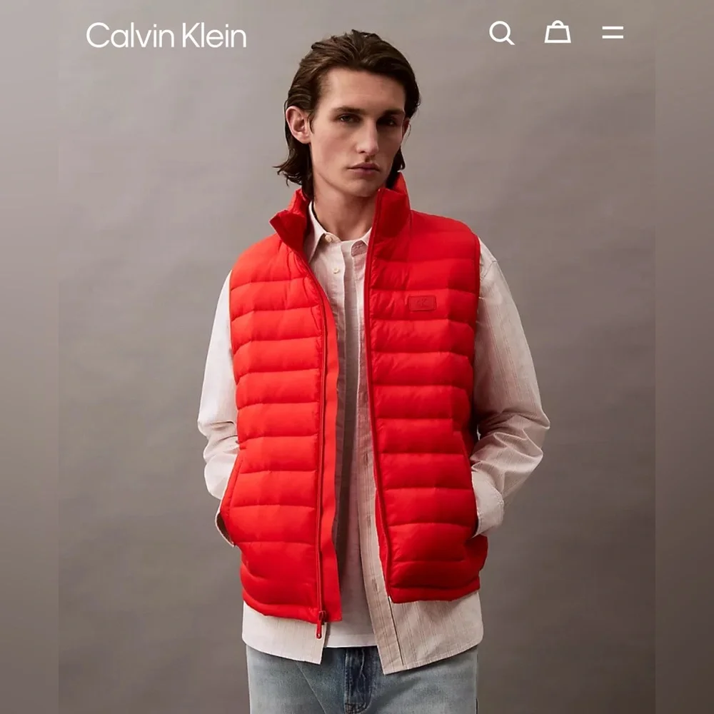 Calvin Klein Jeans Bold Orange Vest Size L EUC Outdoor Hiking Camping - Picture 5 of 11